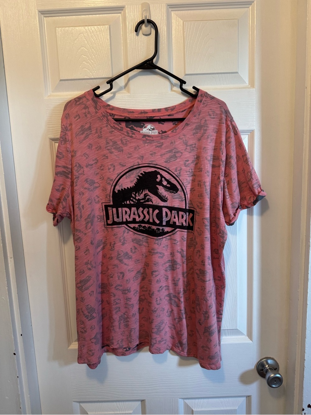 Jurassic Park Logo Printed Pink T-Shirt Top